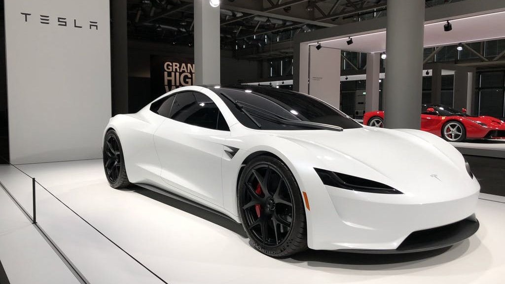 2020 Tesla Roadster at 2018 Grand Basel show - Image via Bluewin