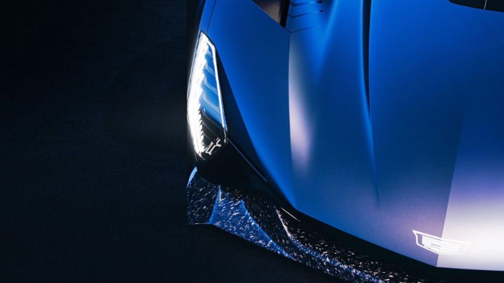 Teaser for 2023 Cadillac LMDh race car debuting on June 9, 2022