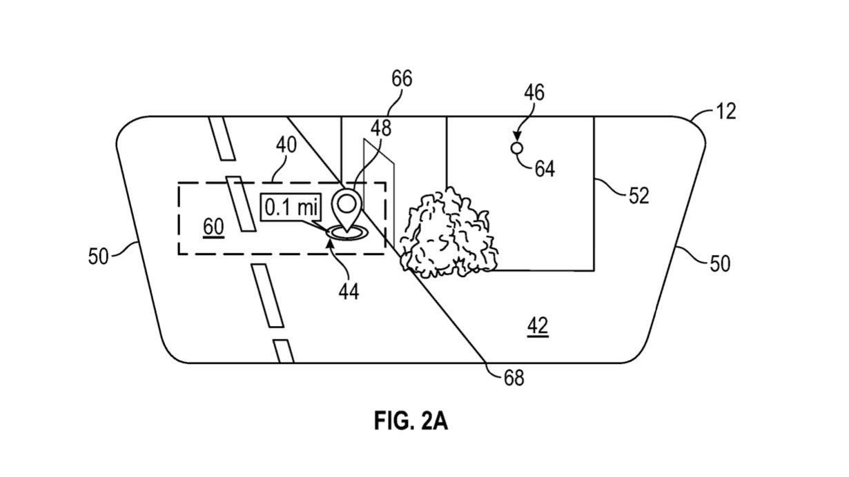 General Motors augmented reality windshield patent image