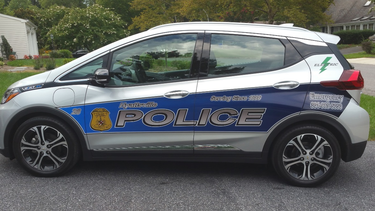 2017 Chevrolet Bolt EV electric police car, operated by Hyattsville City Police Department, Maryland