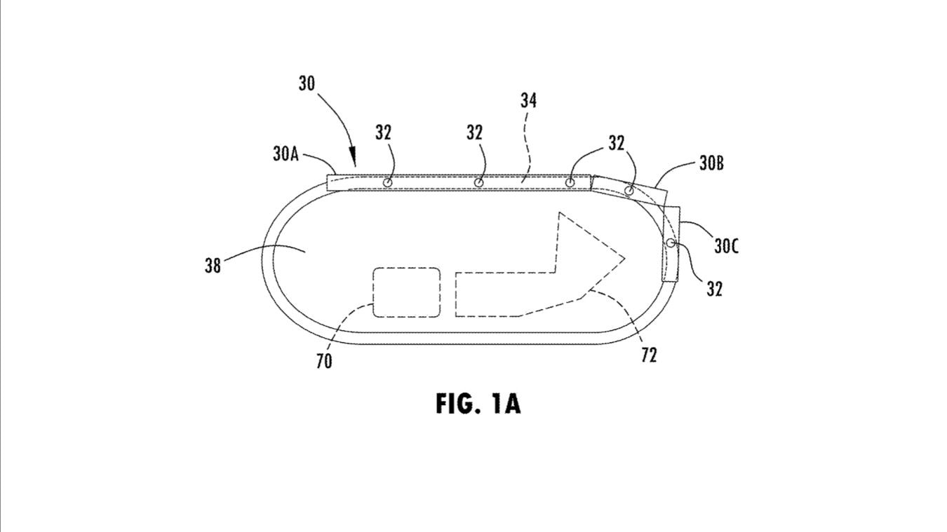 Ford dashboard deployable desk patent image