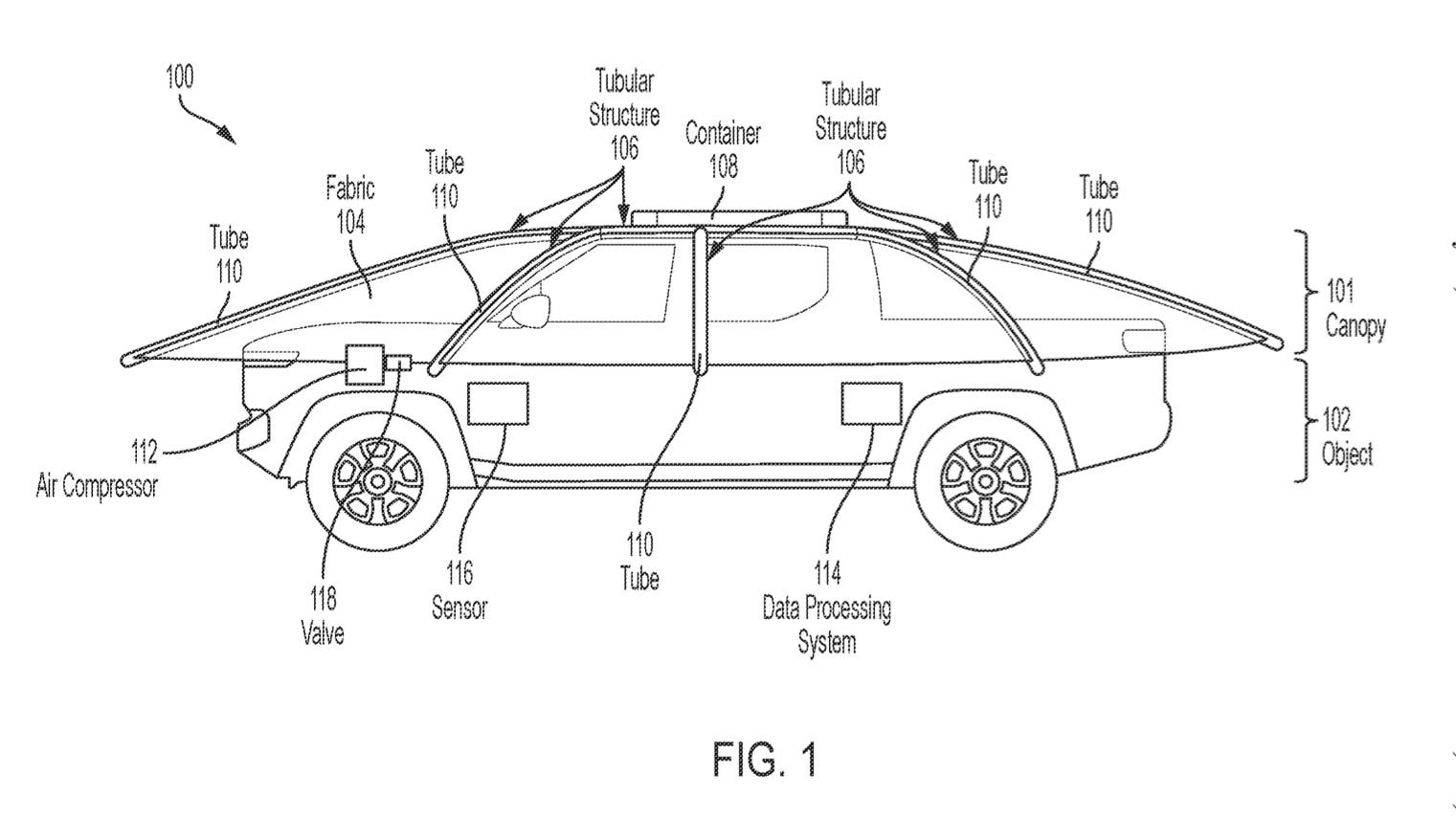 Rivian deployable roof-top canopy patent image