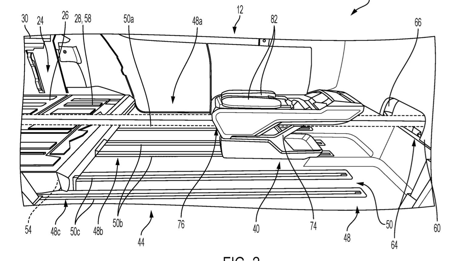 Ram center console pass-through patent image