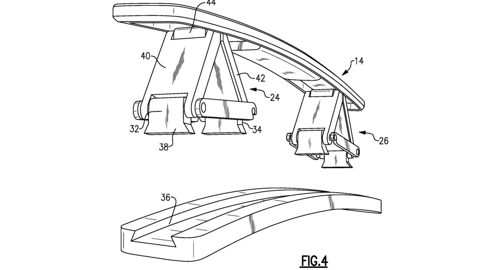 Ford deployable roof rail patent image