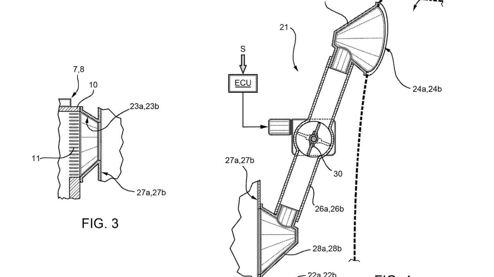 Patent image for Ferrari tri-motor EV with sound generators