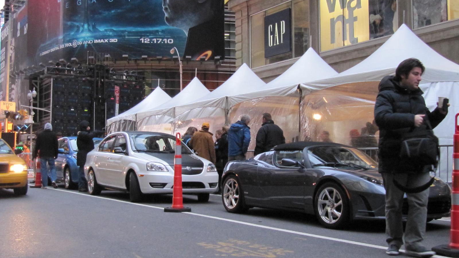 Tesla and Coda at Hertz Global EV rental launch, New York City, December 2010