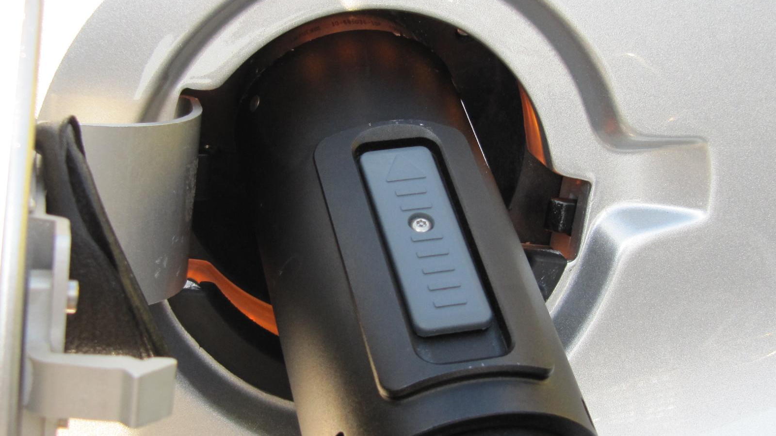 Home-made J-1772 adaptor for Tesla Roadster charging cord, built and used by Michael Thwaite
