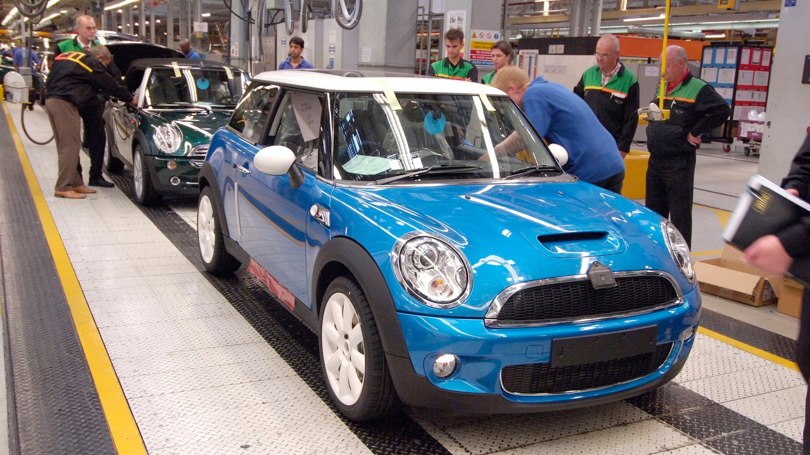 Modern-day MINI assembly at MINI Plant Oxford, England, Mar 2013 (the plant's 100th birthday)