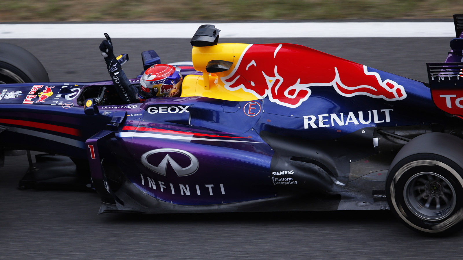 Sebastian Vettel after winning the 2013 Formula One Japanese Grand Prix