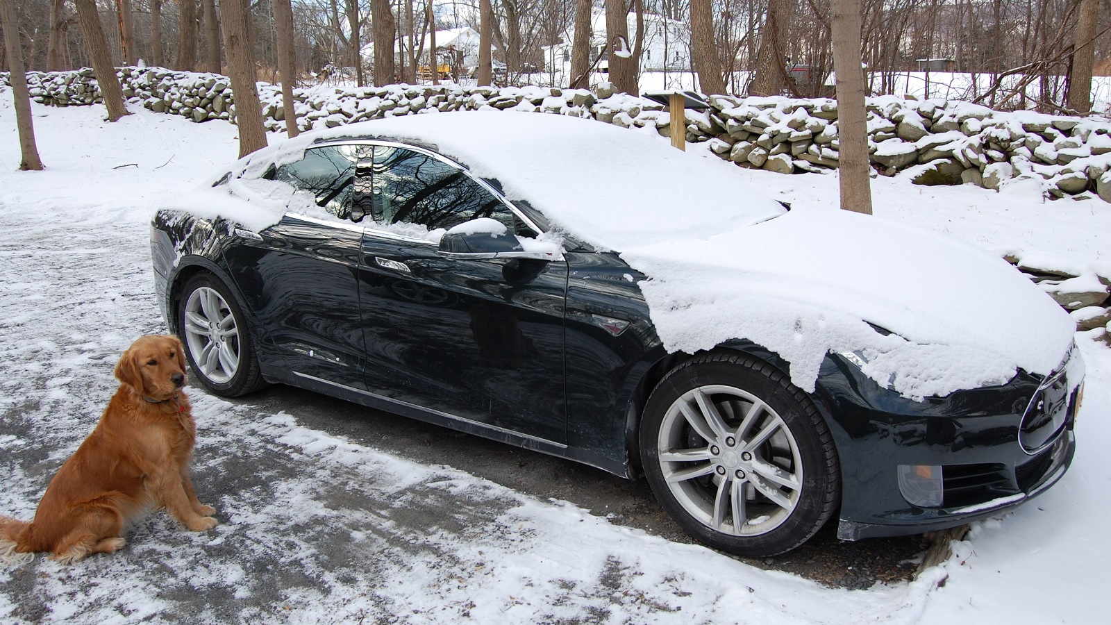 2013 Tesla Model S in winter, Hudson Valley, NY  [photo: David Noland]