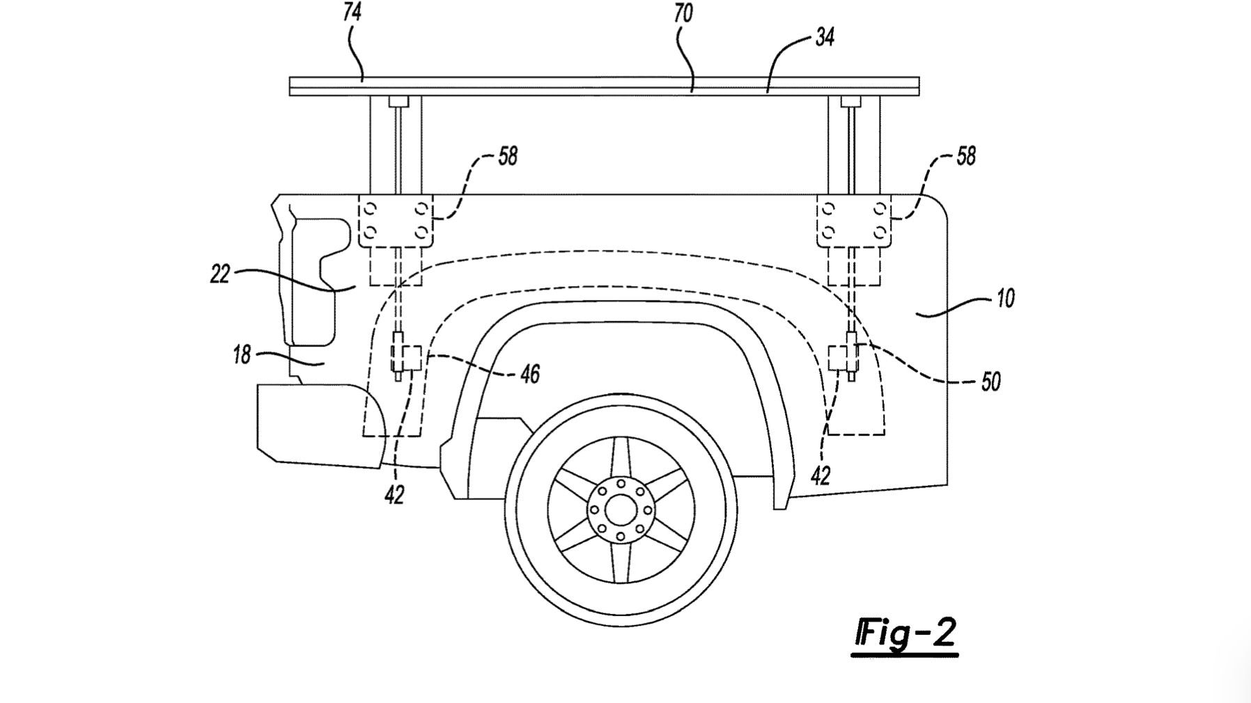 Ford pop-up bed rail system patent image