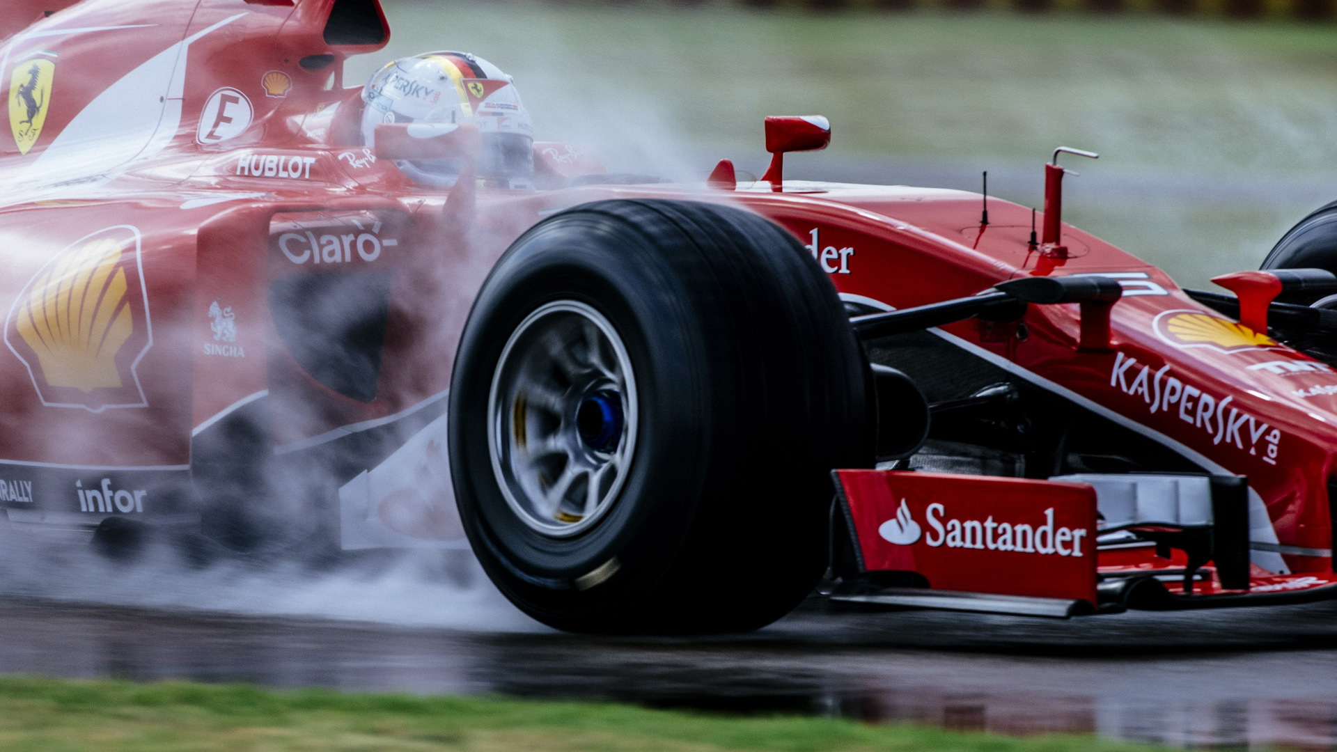 Ferrari’s Sebastian Vettel tests Pirelli’s wide tires for 2017 Formula One World Championship