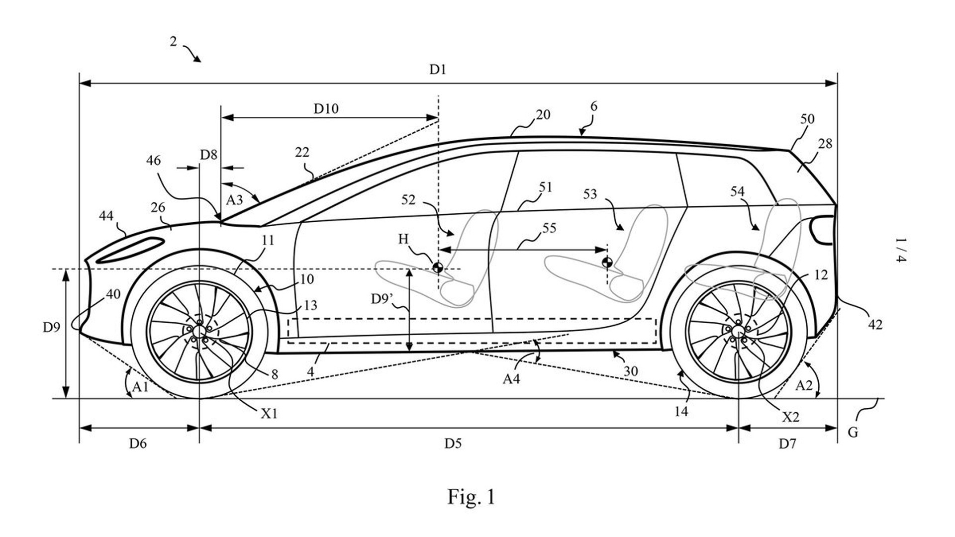 Patent drawing for Dyson electric car due in 2021