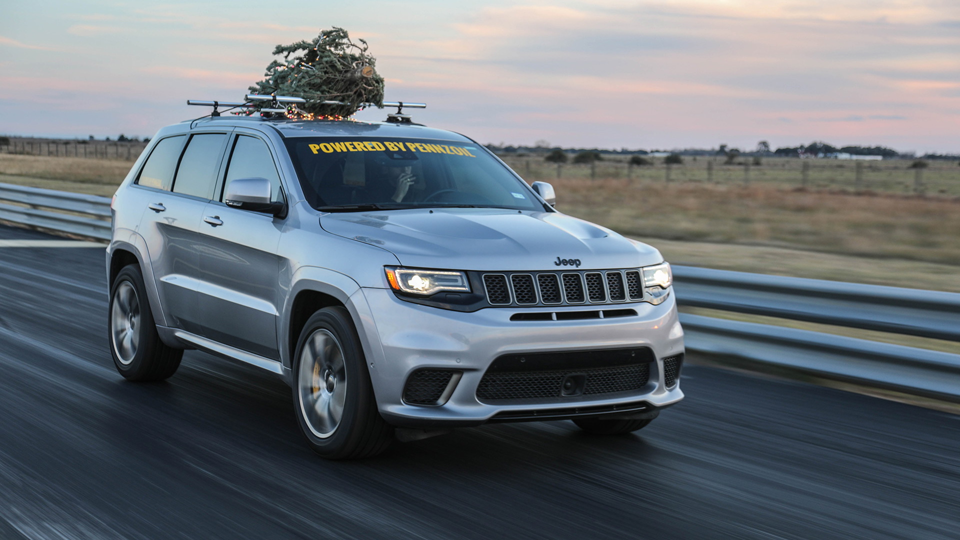 Christmas tree reaches 181 mph strapped to a Hennessey-tuned Jeep Grand Cherokee Trackhawk