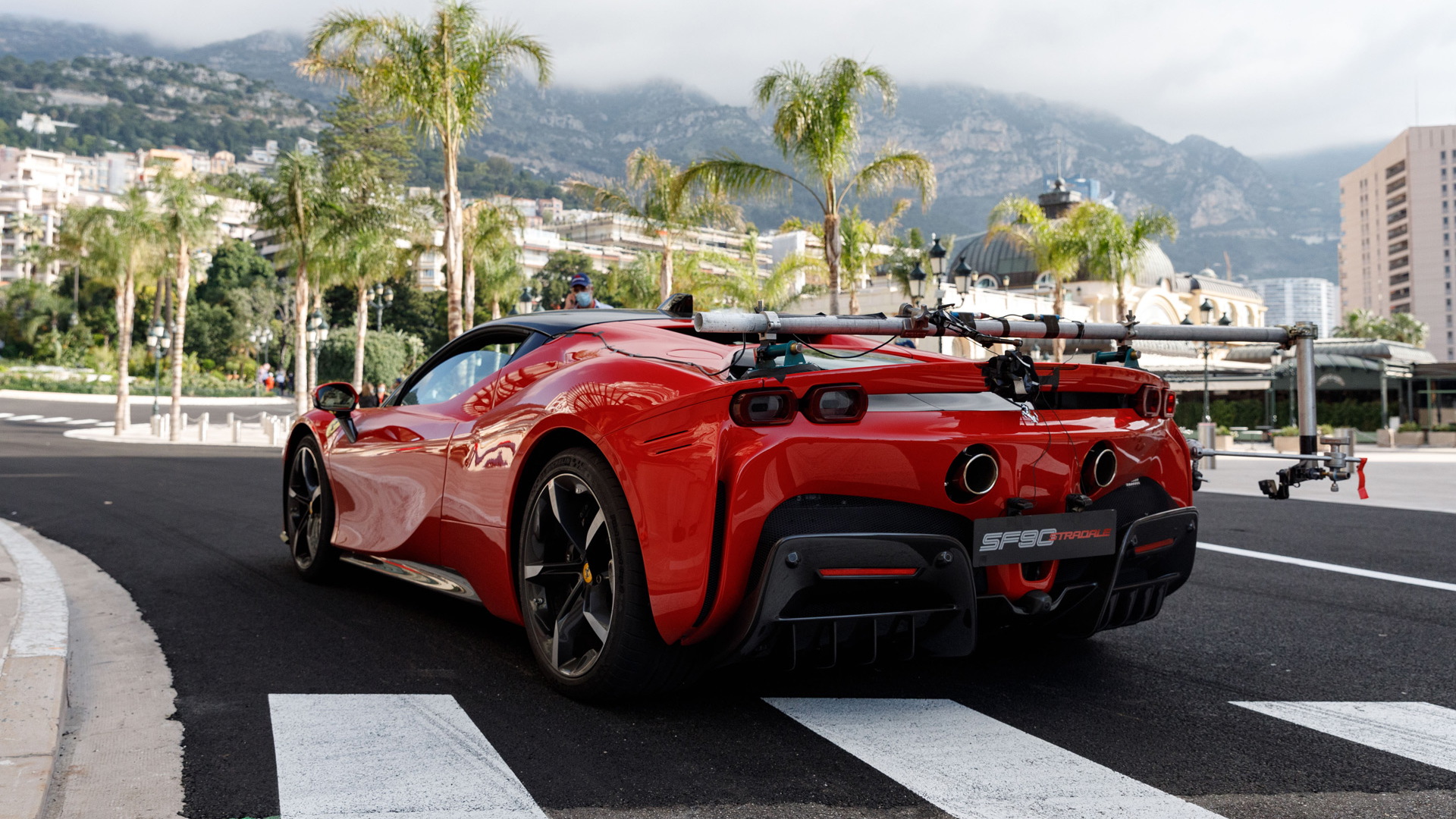 Ferrari SF90 during filming of “Le Grand Rendez-Vous” in Monaco