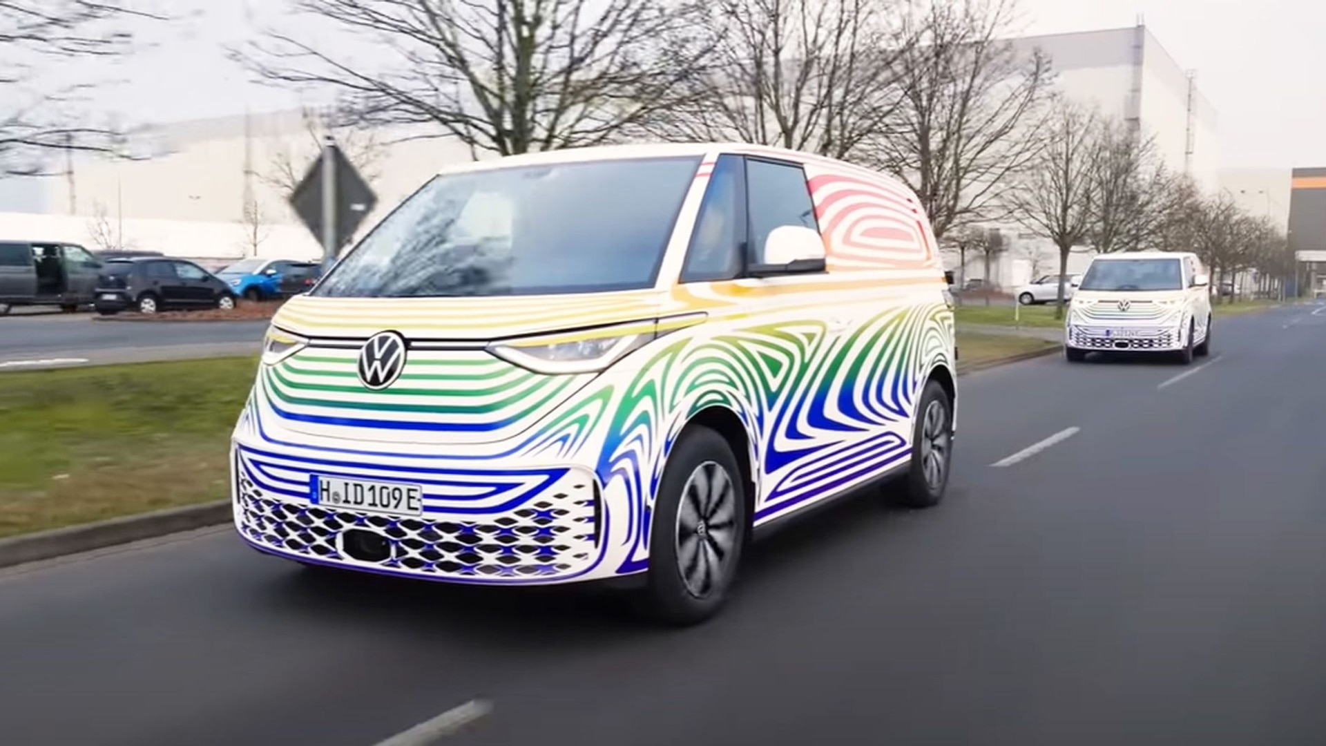 Teaser for 2024 Volkswagen ID.Buzz production model debuting on March 9, 2022