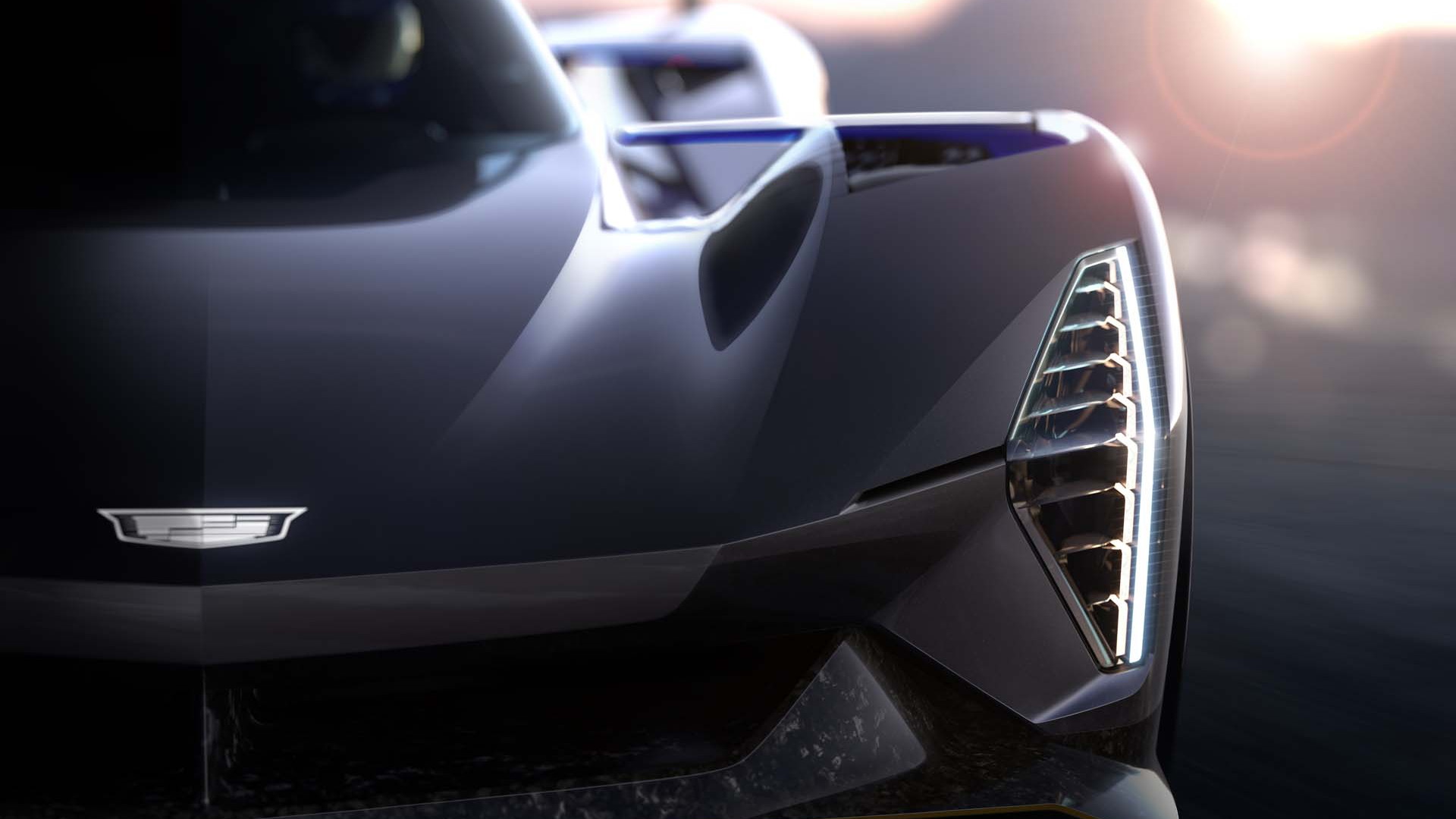 Teaser for 2023 Cadillac LMDh race car debuting on June 9, 2022