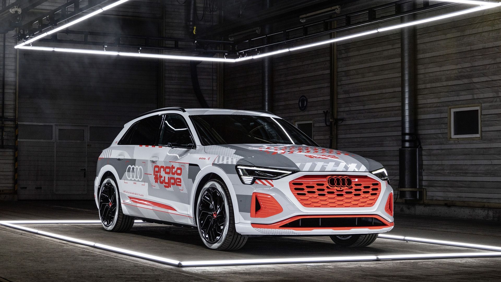 Teaser for 2023 Audi Q8 E-Tron debuting on Nov. 9, 2022