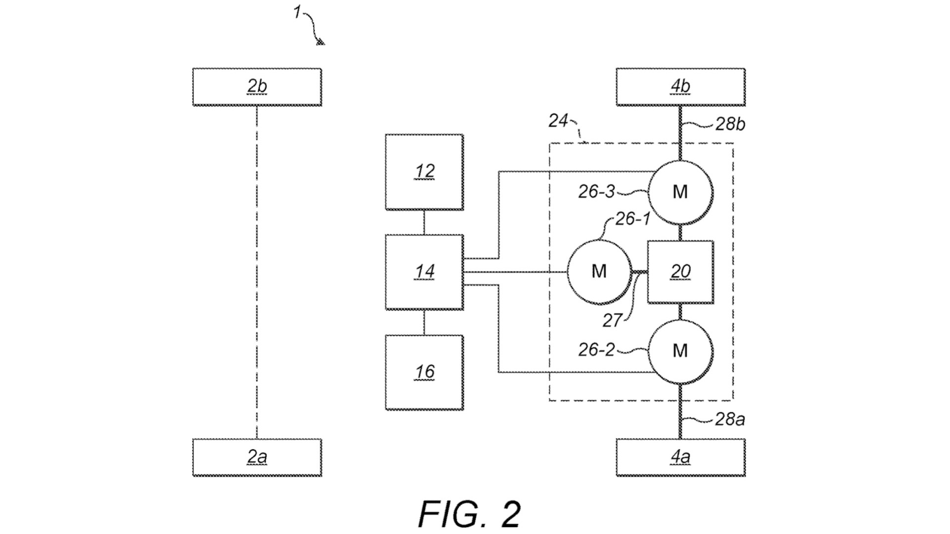 McLaren triple-motor powertrain patent image (from application published Jan. 2023)