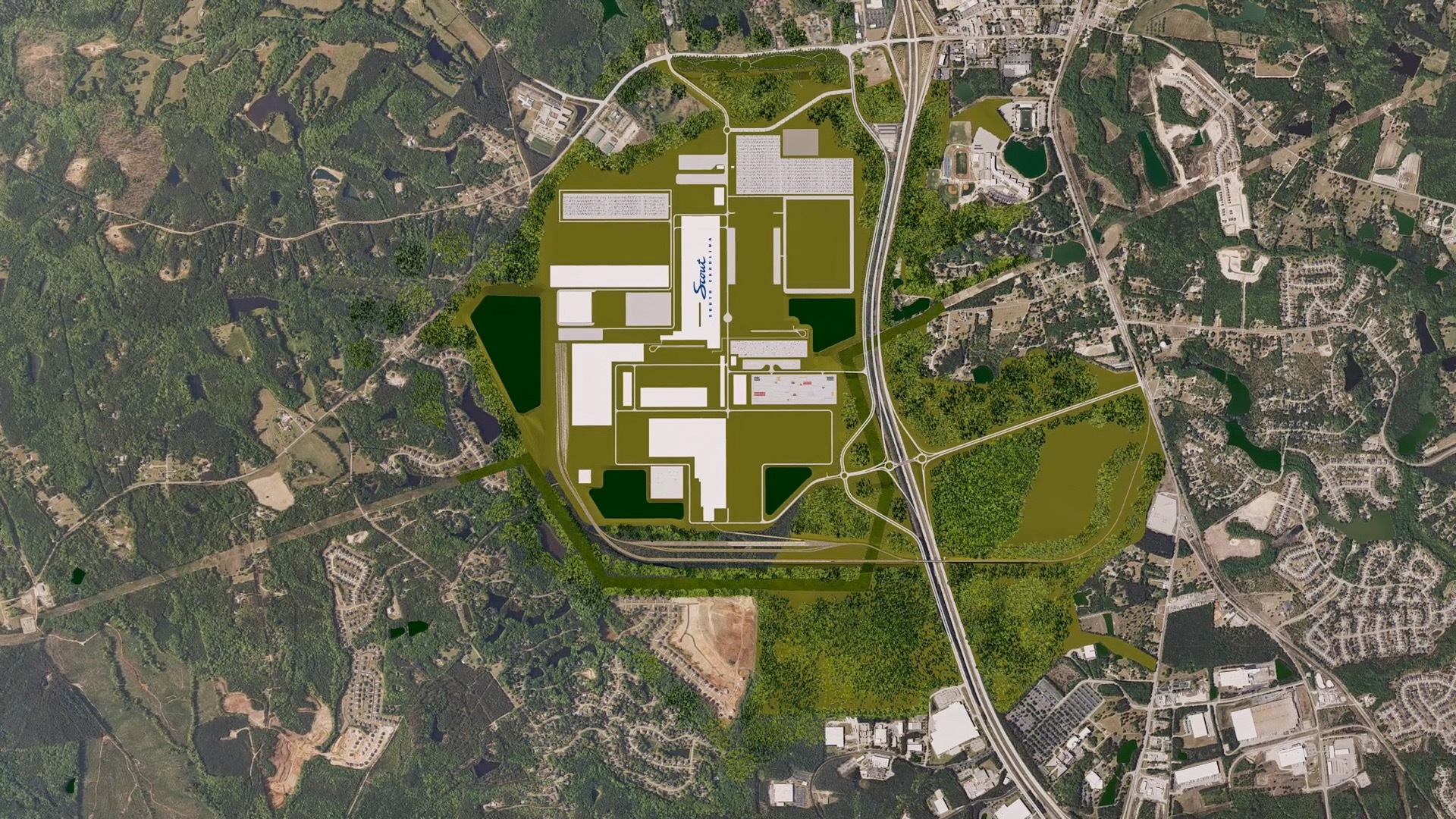Rendering of proposed Scout Motors factory near Columbia, South Carolina