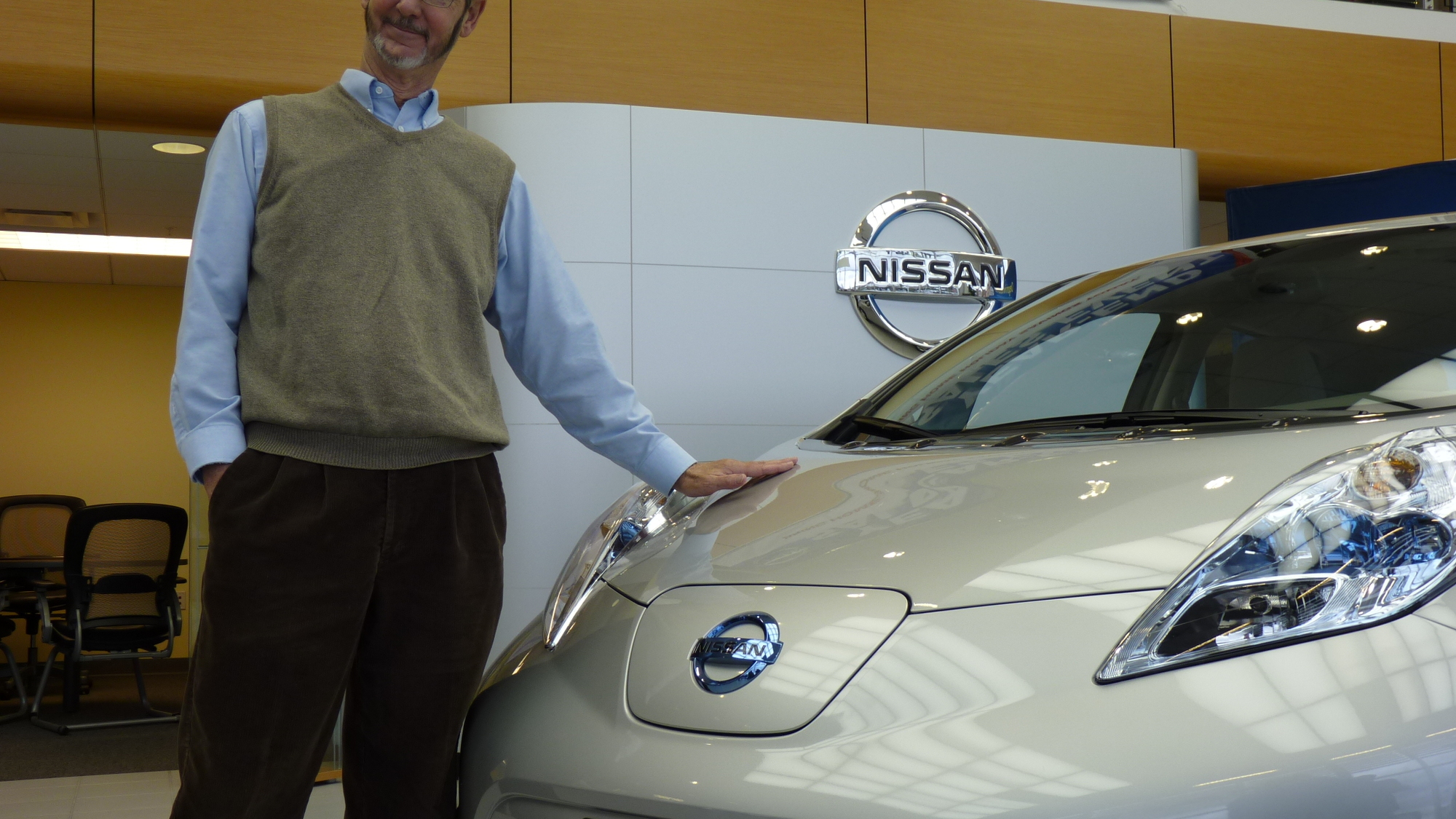 John Duncan takes delivery of one of the first 2011 Nissan LEAF EVs, near Portland OR, 12/15/2010
