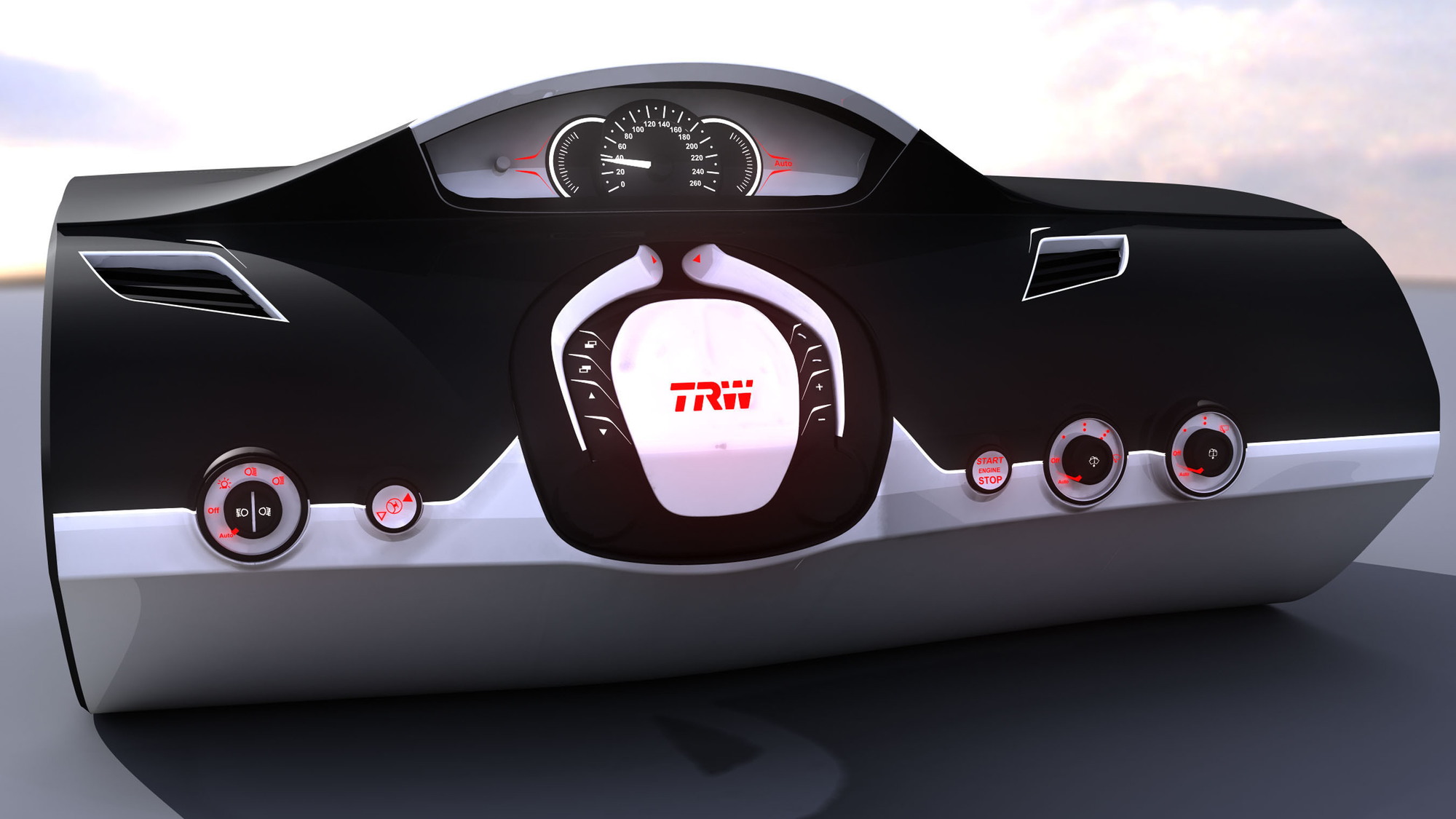 TRW's folding steering wheel concept