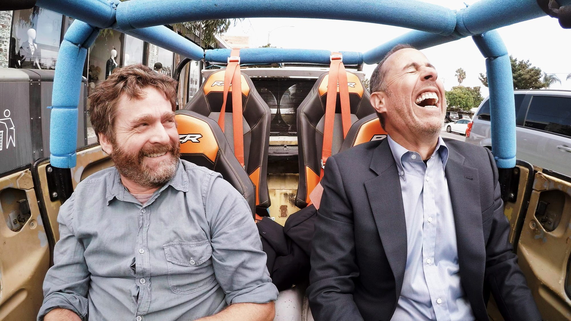 Jerry Seinfeld and Zach Galifainakis on Season 6 of Comedians in Cars Getting Coffee