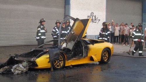 Burnt Lamborghini Murcielago 