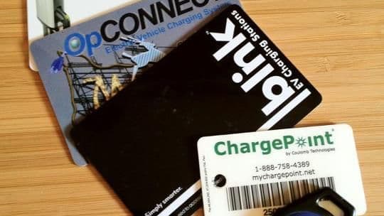 Electric-car charging network cards, photo by Rachel Blackman, Seattle