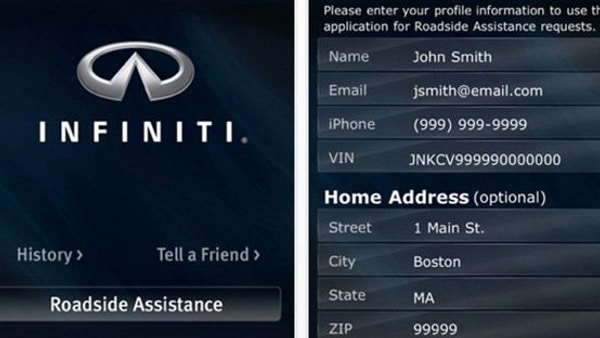 Infiniti's free roadside assistance app 