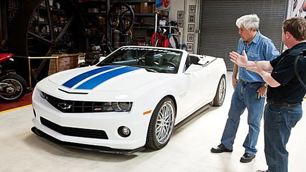 Jay Leno inspects the 2011 Hennessey HPE600 Camaro Convertible