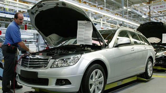 Mercedes' C-Class wagon production line in Bremen, Germany