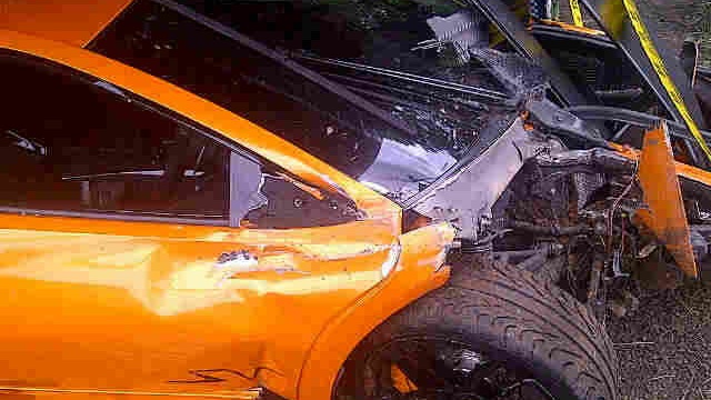 Wreckage of Lamborghini Murcielago LP 670-4 SV that crashed in Indonesia