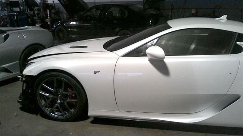 Images of a 2012 Lexus LFA involved in a crash