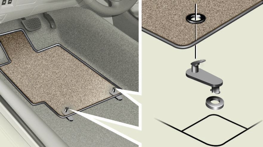 Toyota's diagram showing how to properly install floor mats