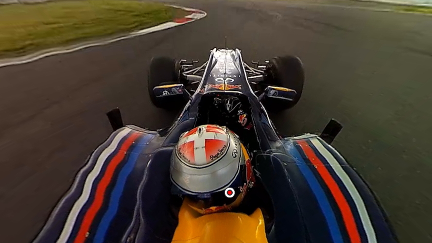 ViewCam 360 still of a Red Bull F1 car at speed